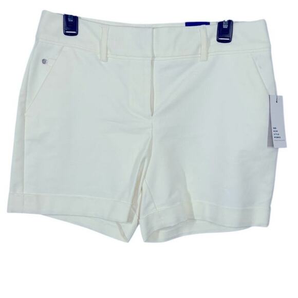 Apt. 9 Mid-Rise White Chino Shorts NWT Size 10 — Rolled Cuffs, 5" Inseam - Picture 9 of 10